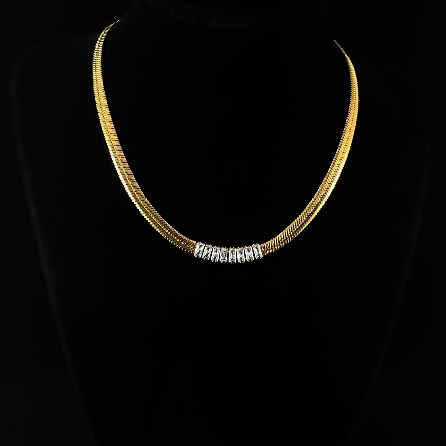 Gold Diamond Snake Chain Necklace - 3Souls