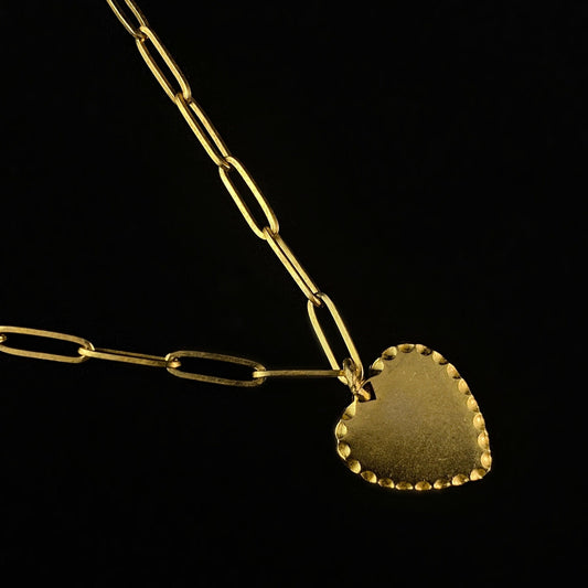 Gold Heart Pendant Necklace - La Vie Parisienne by Catherine Popesco