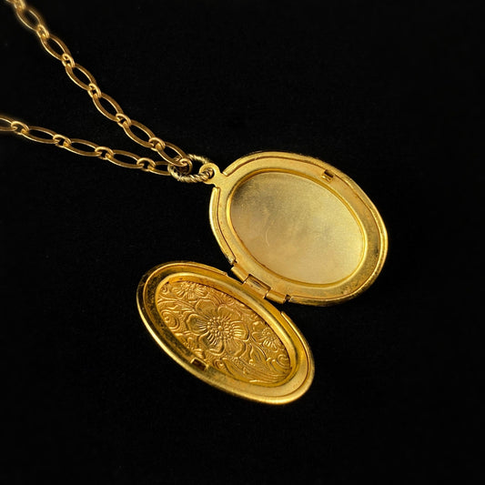 Gold Oval Locket Necklace - La Vie Parisienne by Catherine Popesco