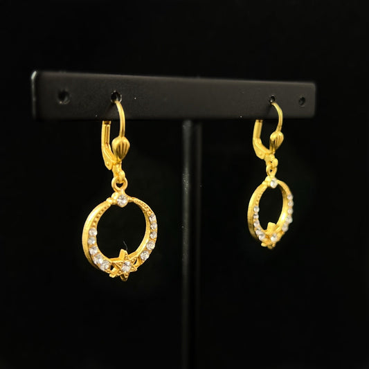 Gold Star Swarovski Crystal Drop Earrings with Crystal Detailing- La Vie Parisienne by Catherine Popesco