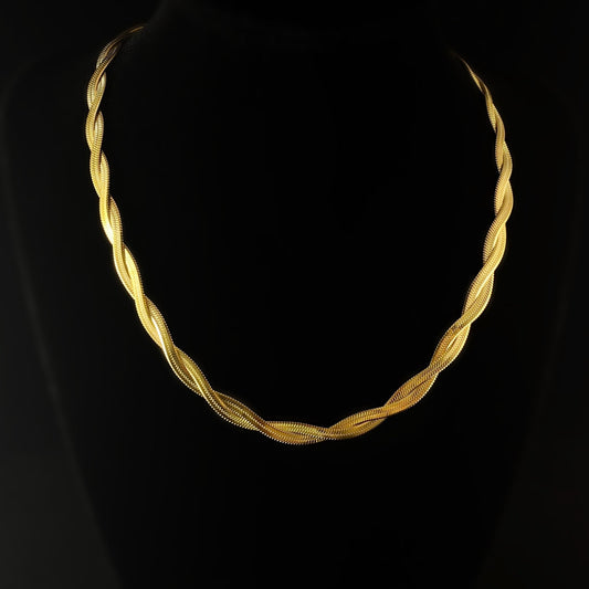 Gold Twisted Snake Chain Necklace - 3Souls
