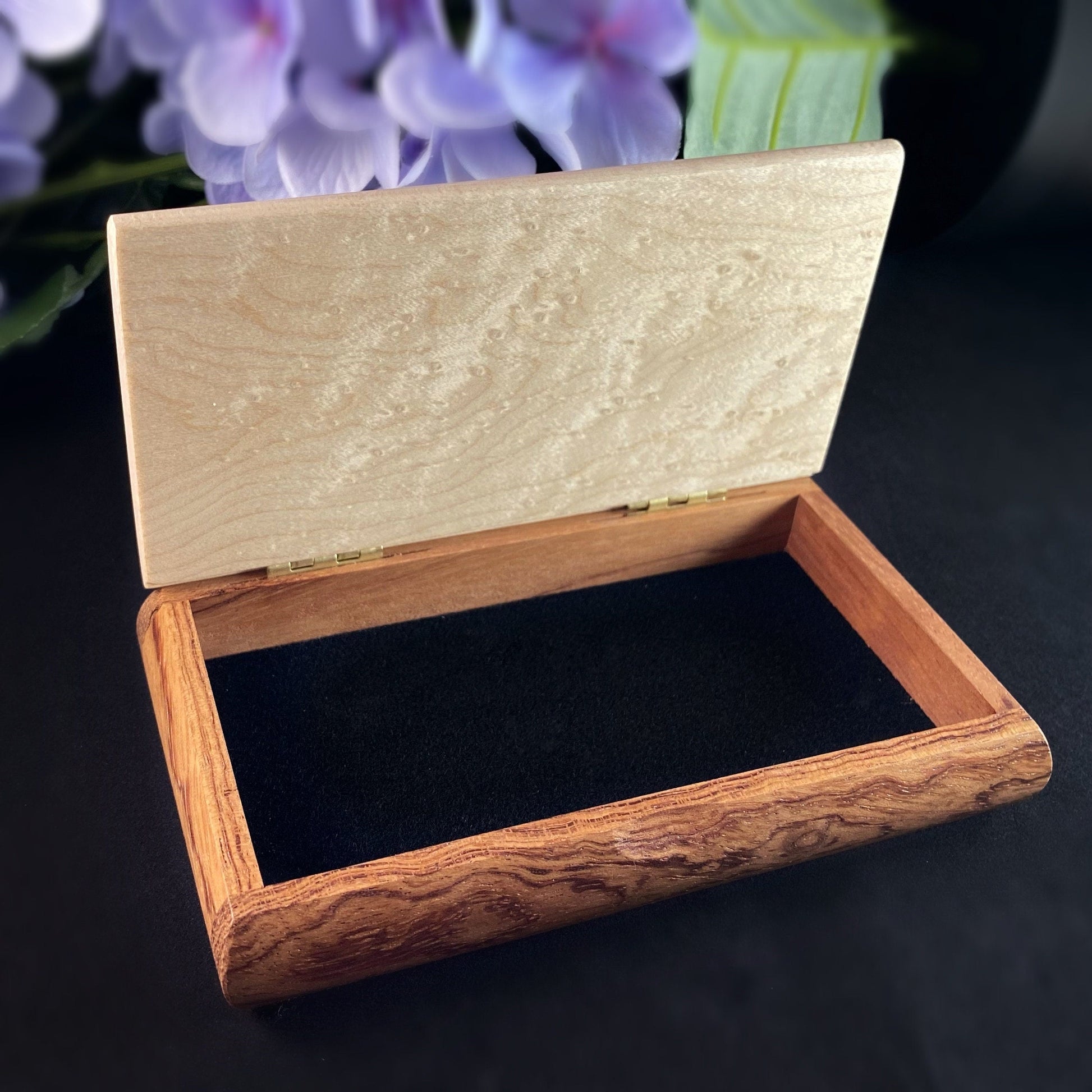 Golf is a Good Walk Spoiled Quote Box, Handmade Wooden Box with Birdseye Maple and Bubinga, made in USA