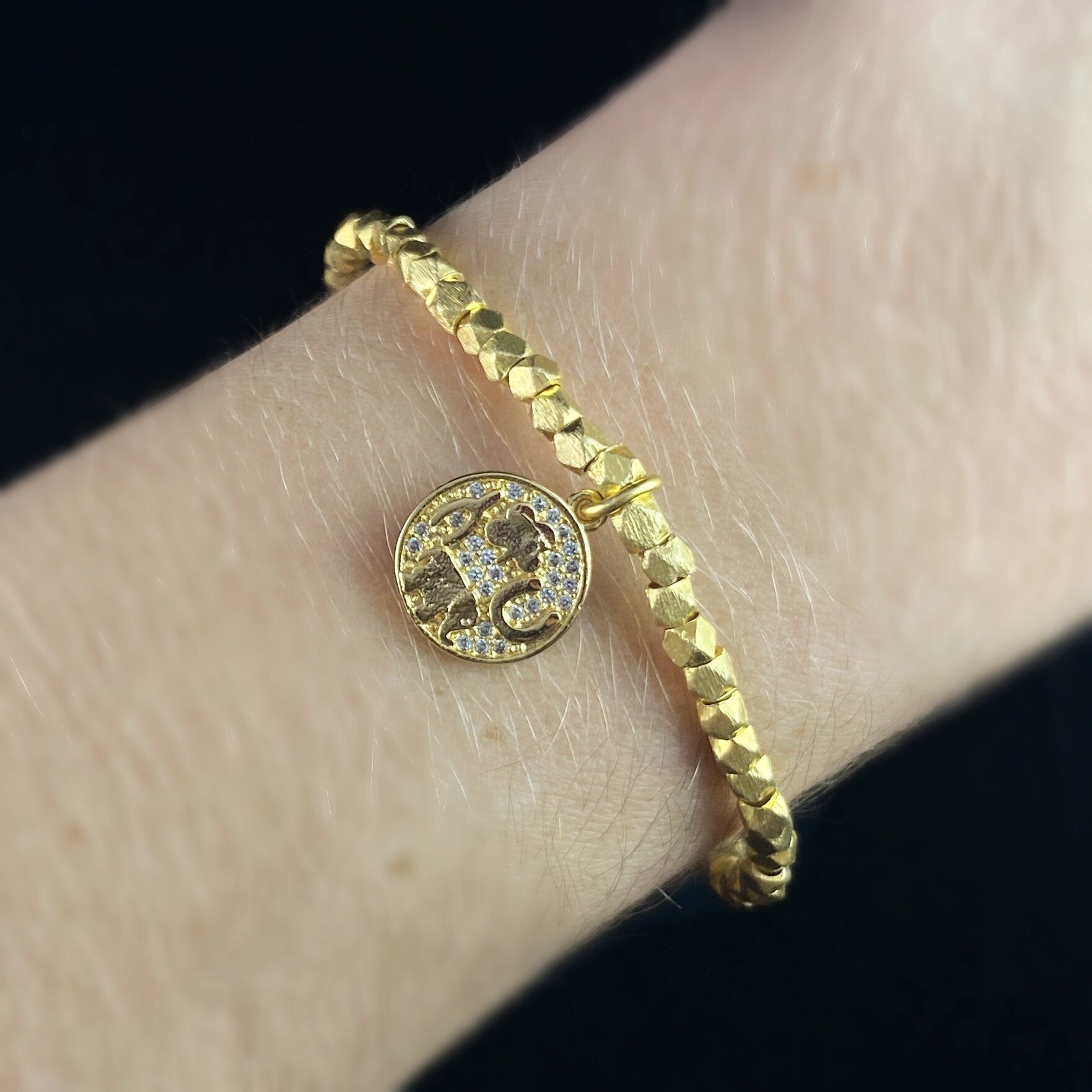 Good Luck Charms Gold Beaded Stretch Bracelet - La Vie Parisienne by Catherine Popesco