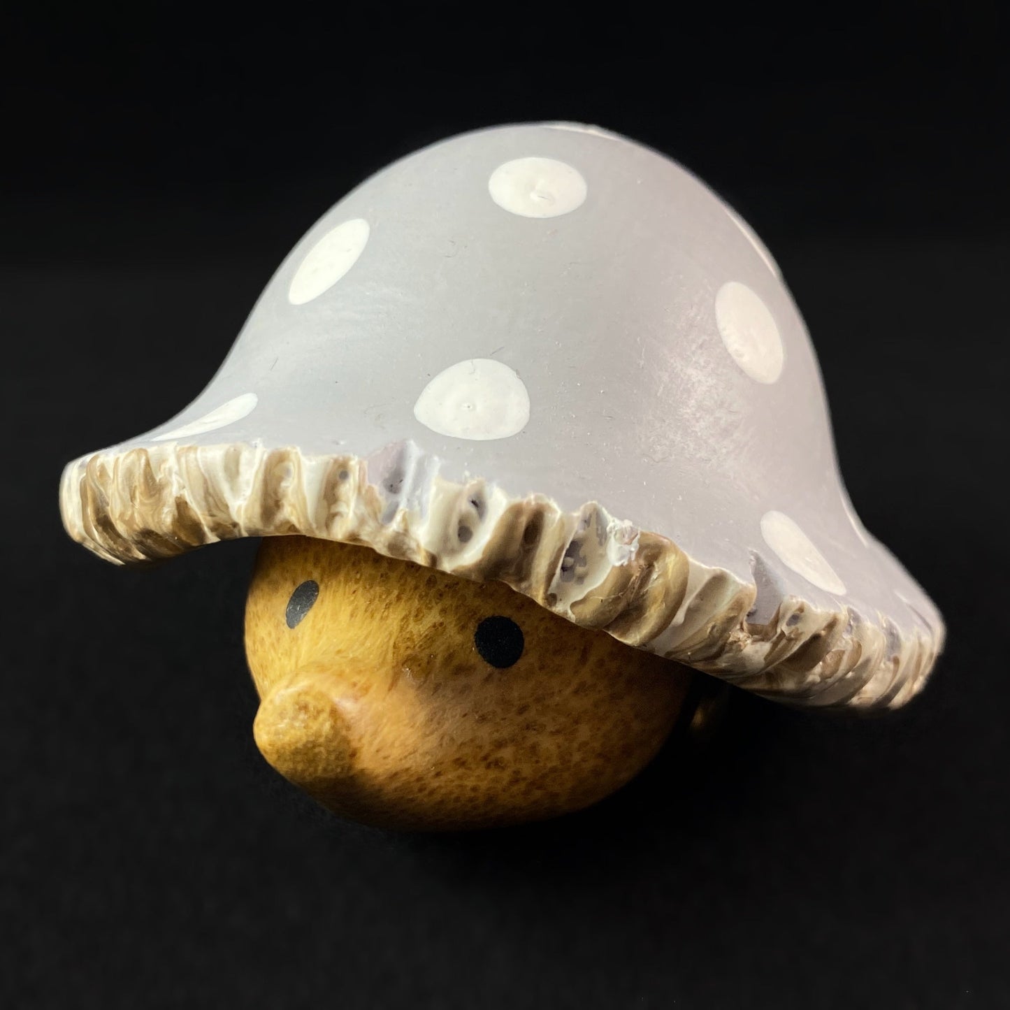 Gray Toadstool Hedgelet Baby Hedgehog - Hand-carved