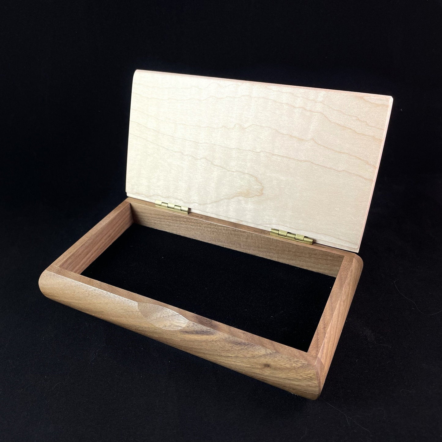 Great Lakes Handmade Wooden Box - Curly Maple and Walnut