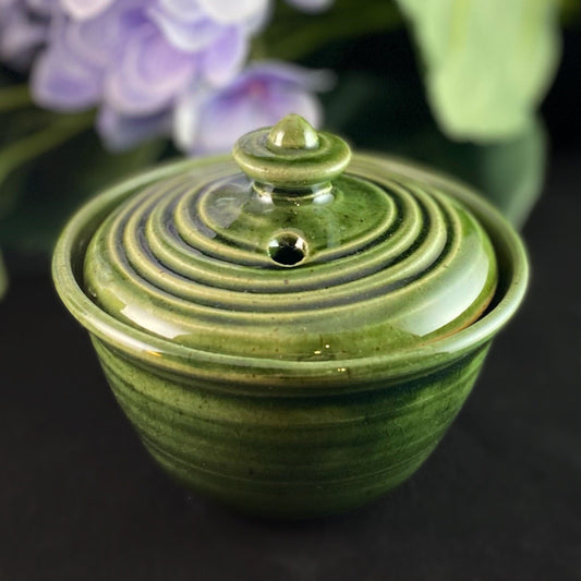 Green Ceramic Egg Cooker - Handmade Handcrafted Pottery Made in America
