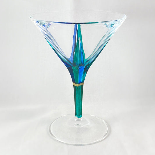 Green Stem Fusion SD Venetian Glass Martini Glass - Handmade in Italy, Colorful Murano Glass