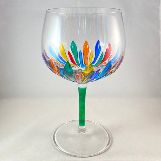 Green Stem Incanto Large Venetian Wine/Gin Glass - Handmade in Italy, Colorful Murano Glass