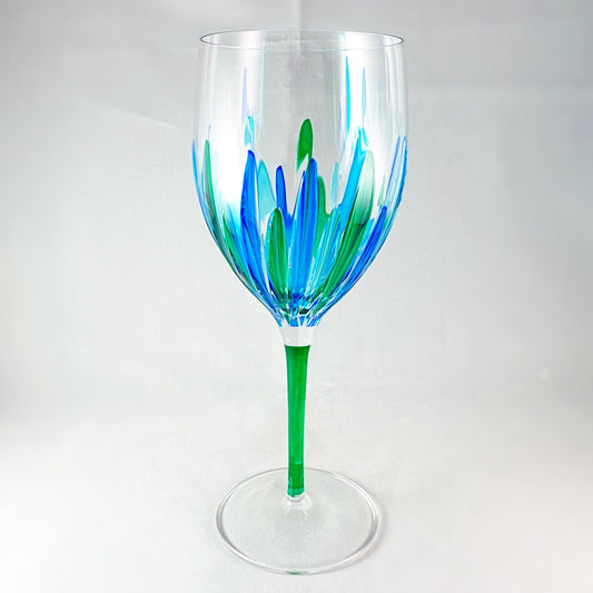 Green Stem Incanto SD Venetian Glass Wine Glass - Handmade in Italy, Colorful Murano Glass