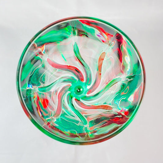 Green Stem Trix Holiday Venetian Glass Champagne Flute - Handmade in Italy, Colorful Murano Glass