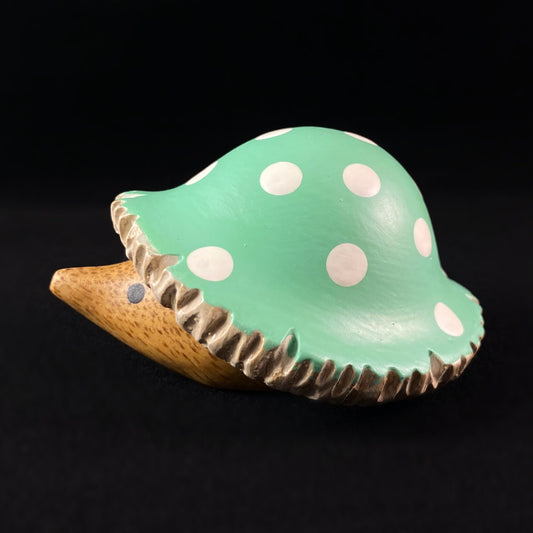 Green Toadstool Hedgelet Baby Hedgehog - Hand-carved