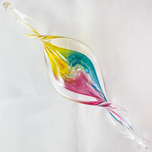 Hand Blown Glass Spiral Ornament - Figi