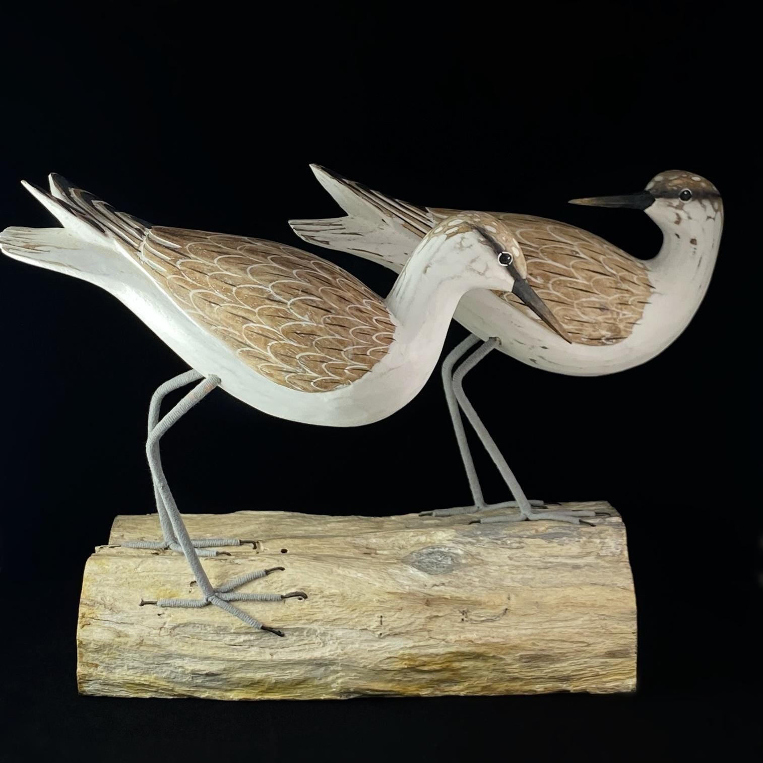 Hand Carved, Hand-painted Wooden Godwits
