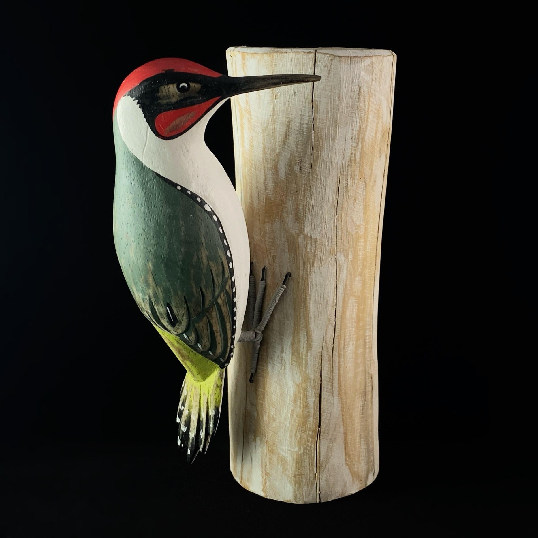 Hand Carved, Hand-painted Wooden Woodpecker