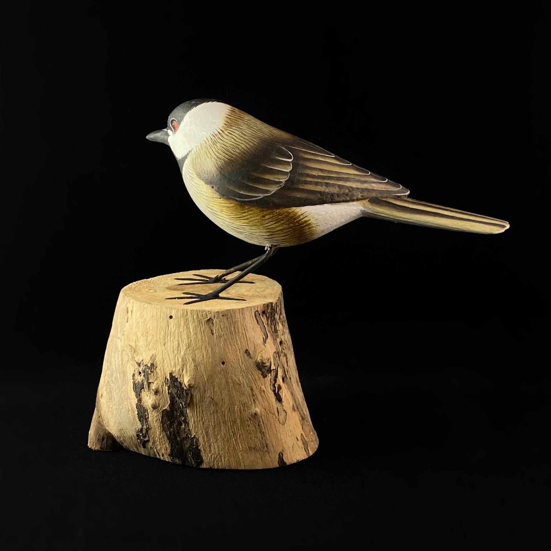 Hand Carved, Hand-painted Wooden Chickadee