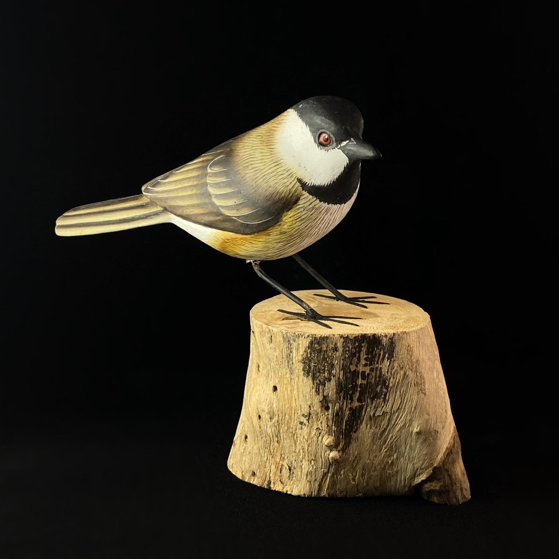 Hand Carved, Hand-painted Wooden Chickadee