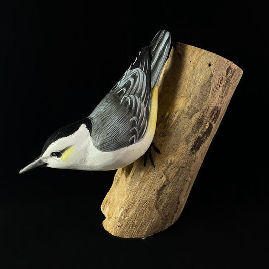 Hand Carved, Hand-painted Wooden White Breasted Nuthatch