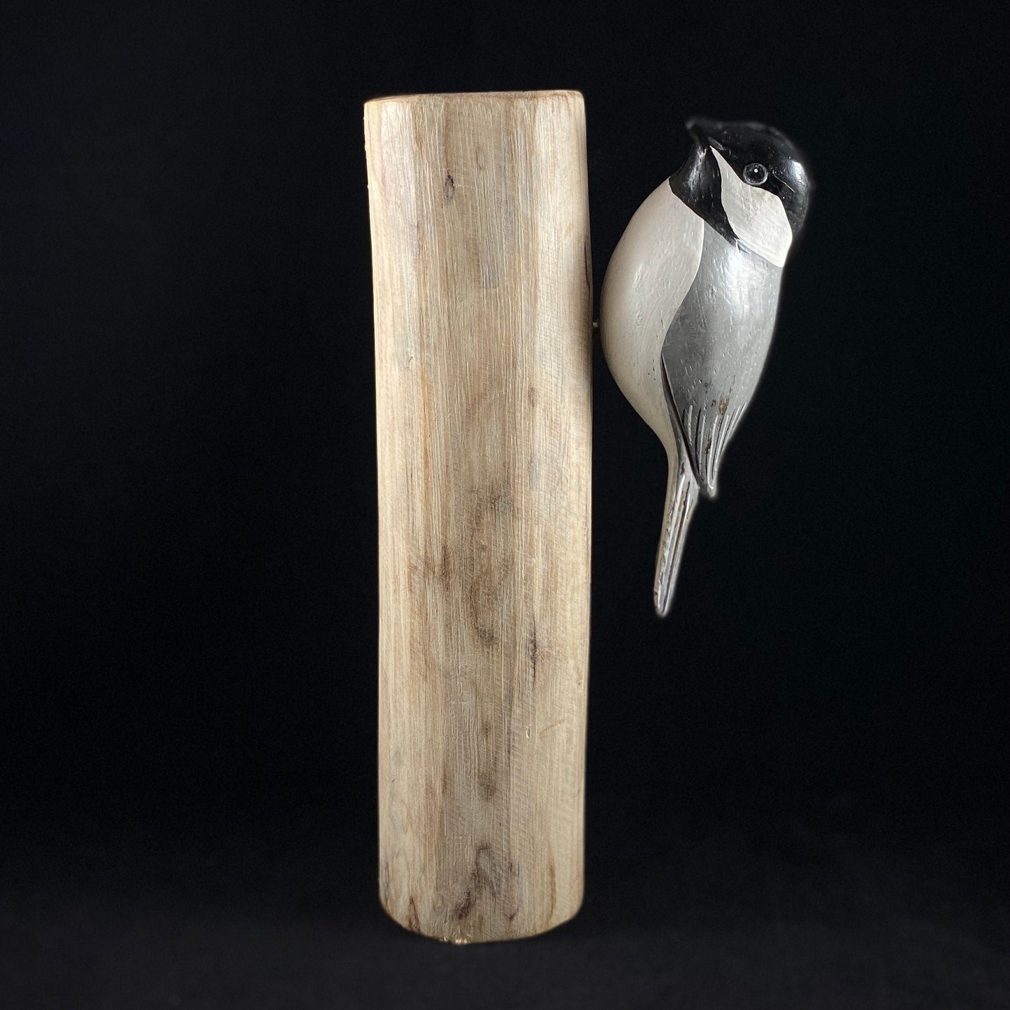 Hand-painted Wooden Chickadee, Handmade Carved Wood Bird