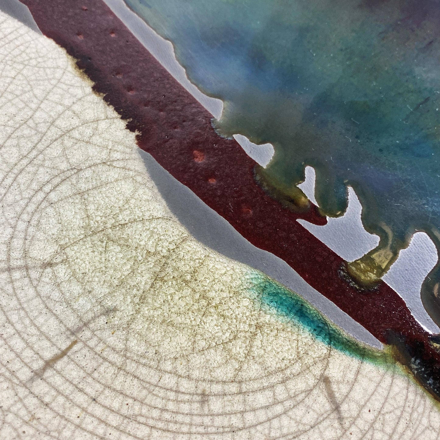 Handmade 15 Inch Plate, Raku Art Pottery, Decorative Pottery