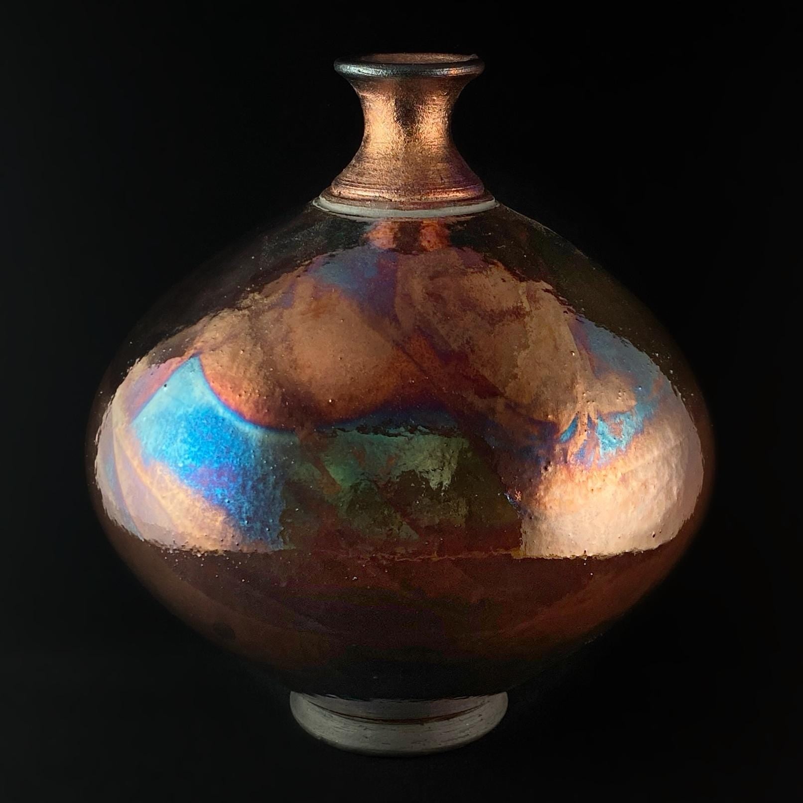 Handmade Abby Vase, Raku Art Pottery, Decorative Pottery