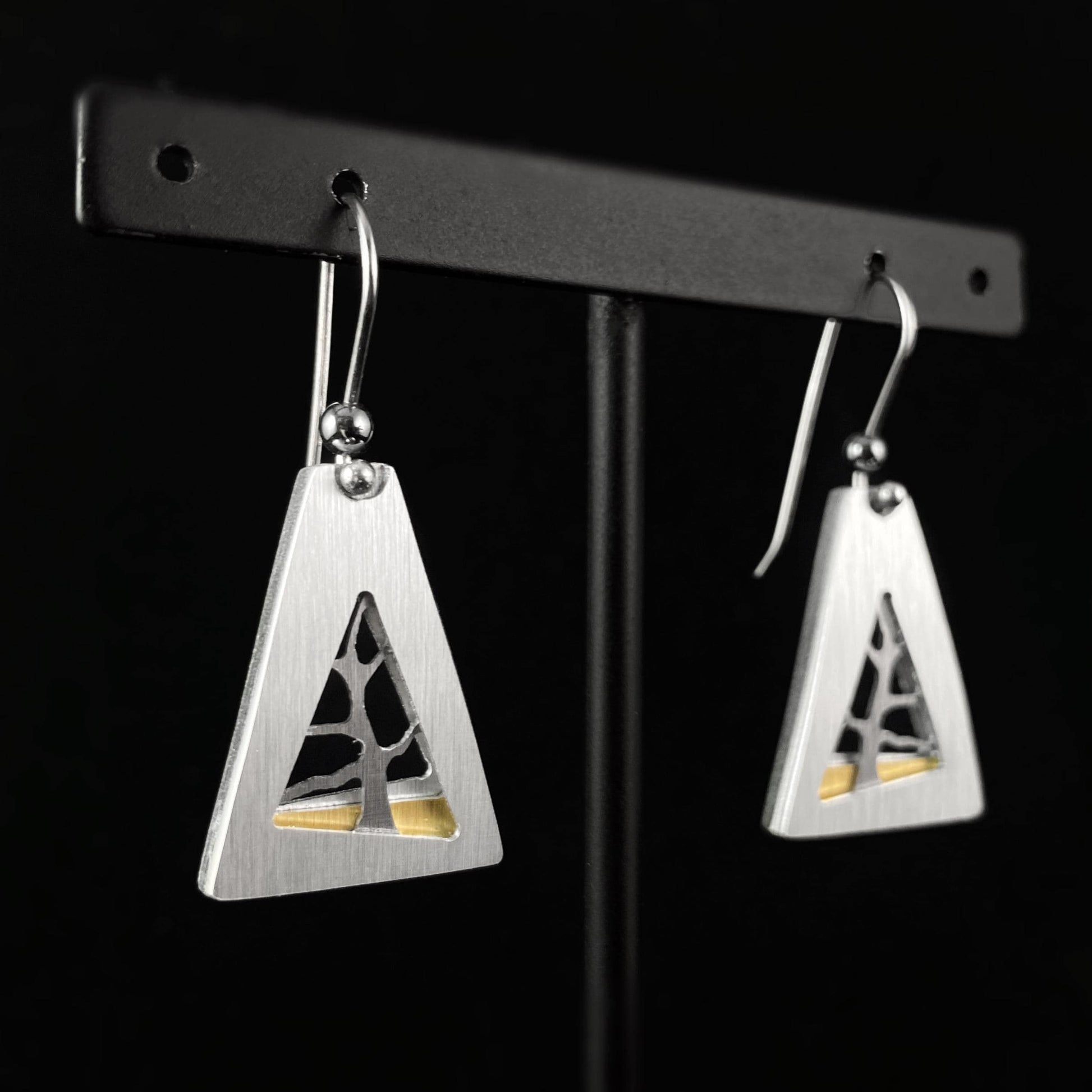 Handmade Aluminum Triangle Tree Earrings, Hypoallergenic Lightweight - JR Franco Jewelry