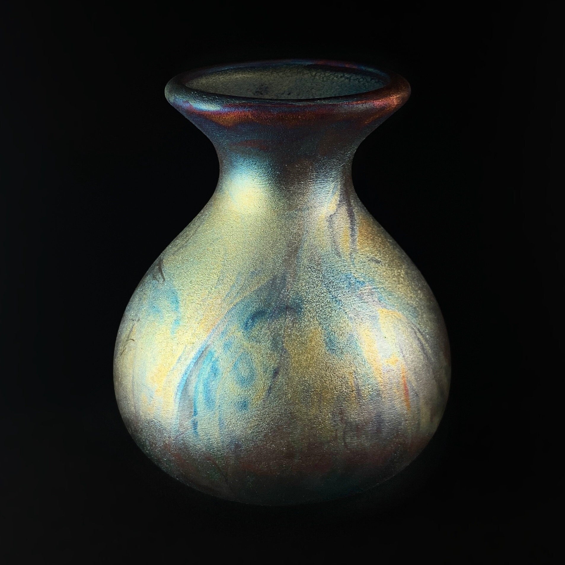 Handmade Beaker Vase, Raku Art Pottery, Decorative Pottery