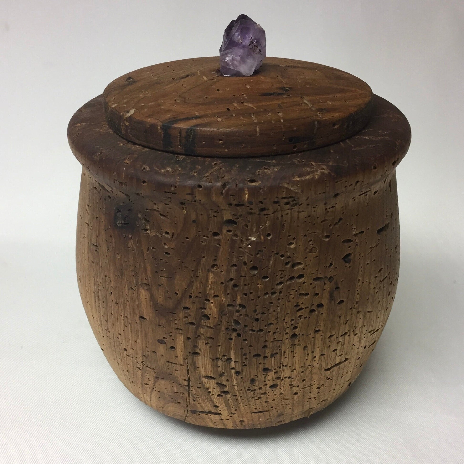 Handmade Black Cherry Wood Jar with Lid, Made in USA