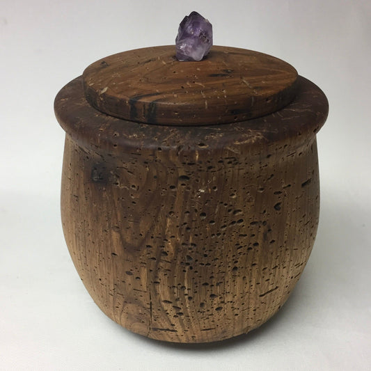 Handmade Black Cherry Wood Jar with Lid, Made in USA