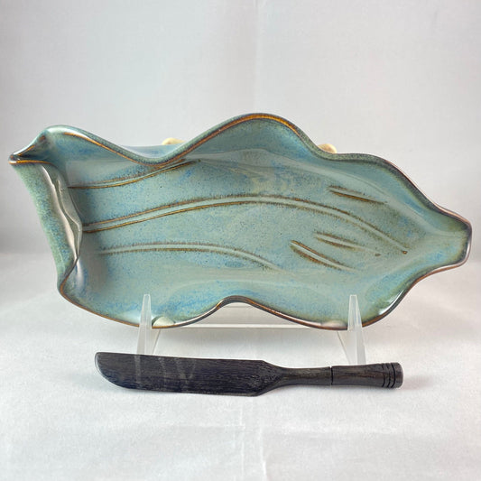 Handmade Butter Dish with Small Knife, Functional and Decorative Pottery