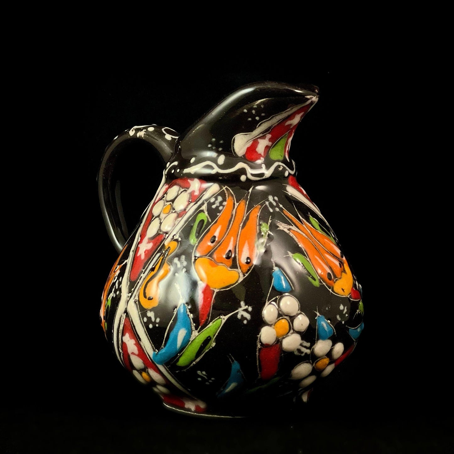 Handmade Creamer, Functional and Decorative Turkish Pottery, Cottagecore Style, Black