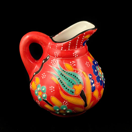 Handmade Creamer, Functional and Decorative Turkish Pottery, Cottagecore Style, Coral Red