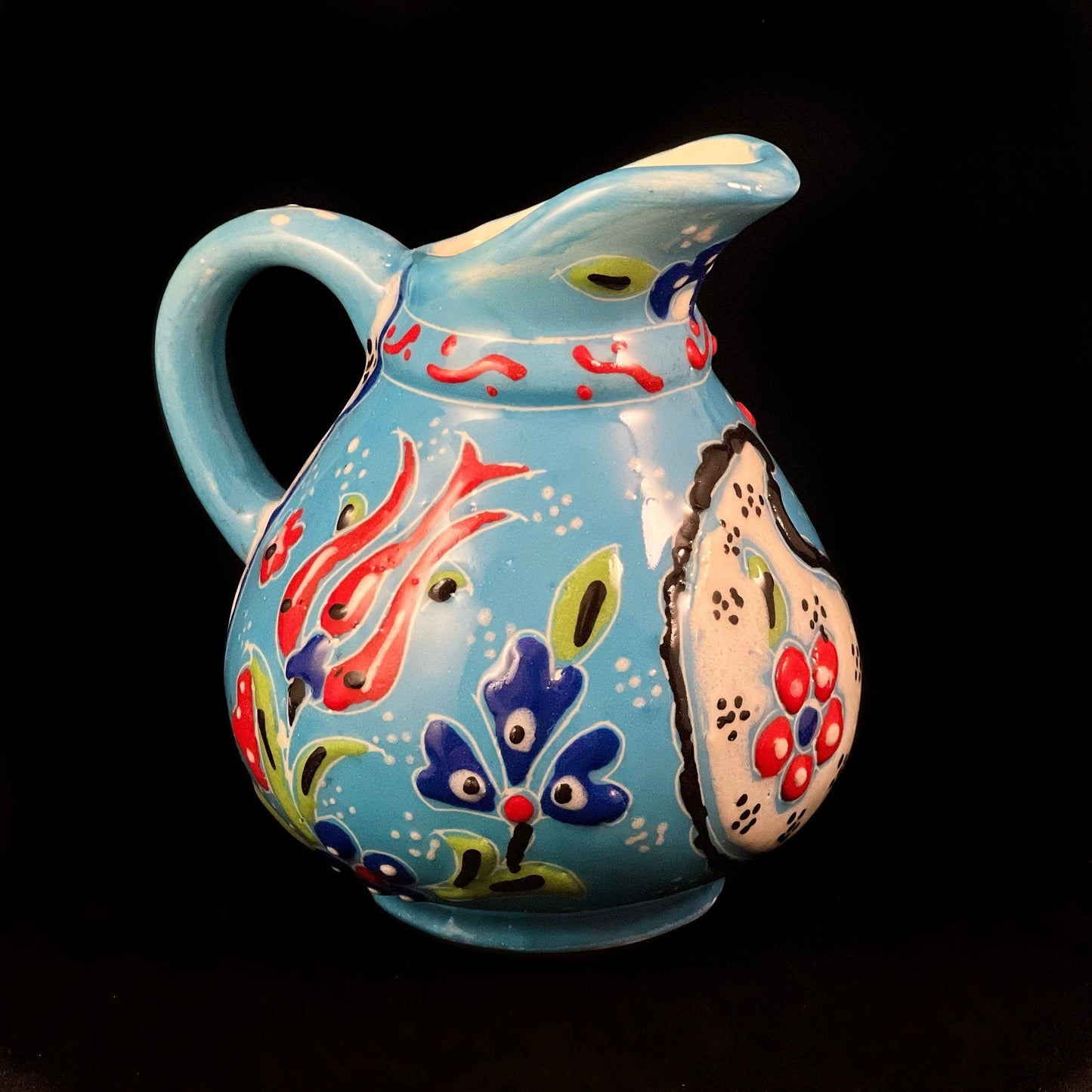 Handmade Creamer, Functional and Decorative Turkish Pottery, Cottagecore Style, Light Blue