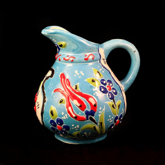 Handmade Creamer, Functional and Decorative Turkish Pottery, Cottagecore Style, Light Blue