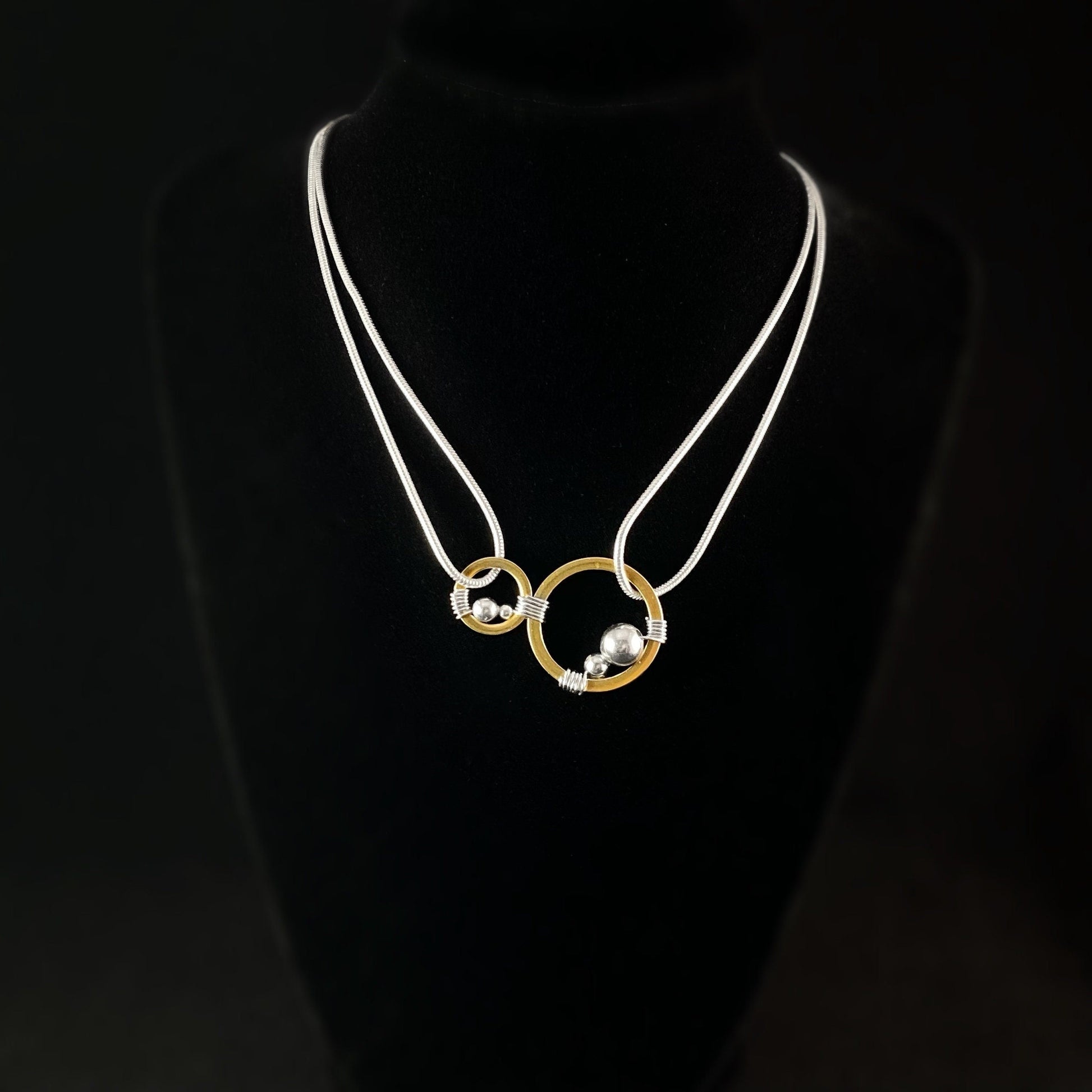 Handmade Double Circle Pendant Necklace, Made in USA