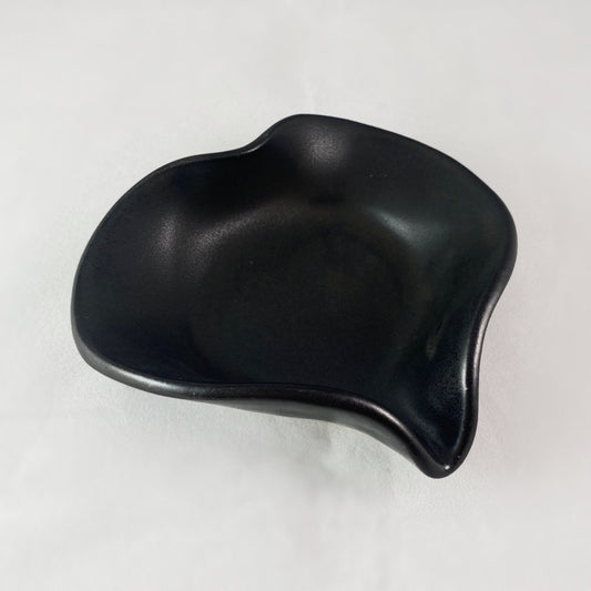 Handmade Ebony Heart Dish with Serving Spoon, Functional and Decorative Pottery