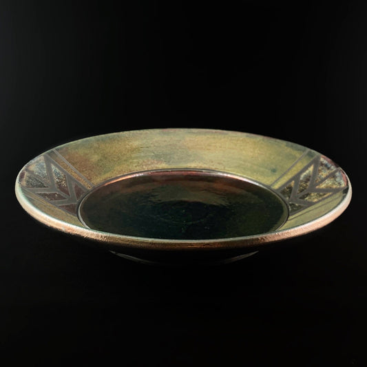 Handmade Emily Plate, Raku Art Pottery, Decorative Pottery
