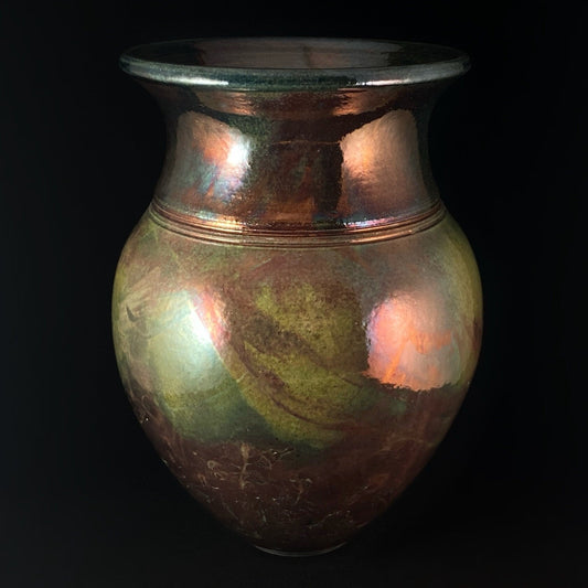 Handmade Emma Vase, Raku Art Pottery, Decorative Pottery