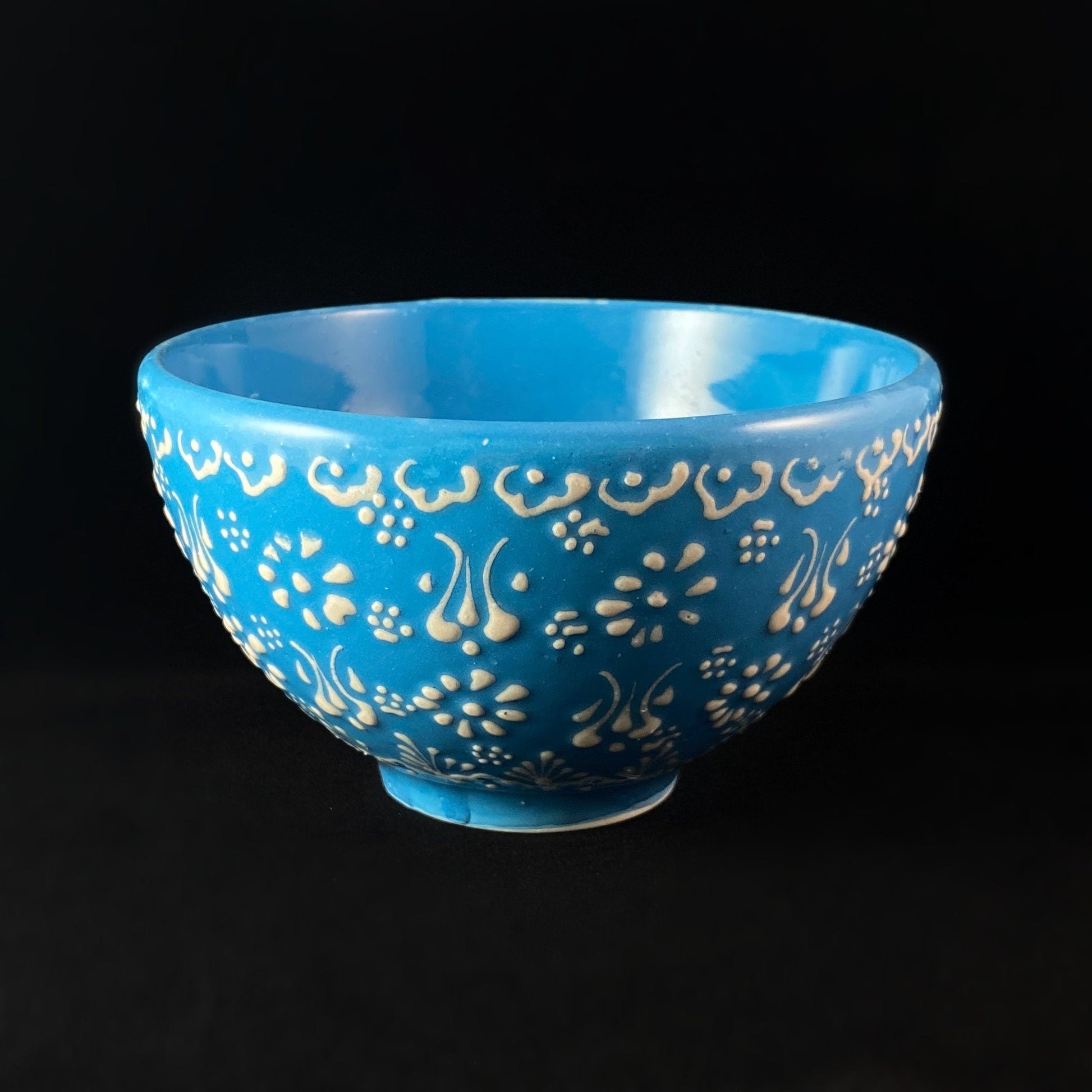 Handmade Footed Bowl, Functional and Decorative Turkish Pottery, Cottagecore Style, Blue