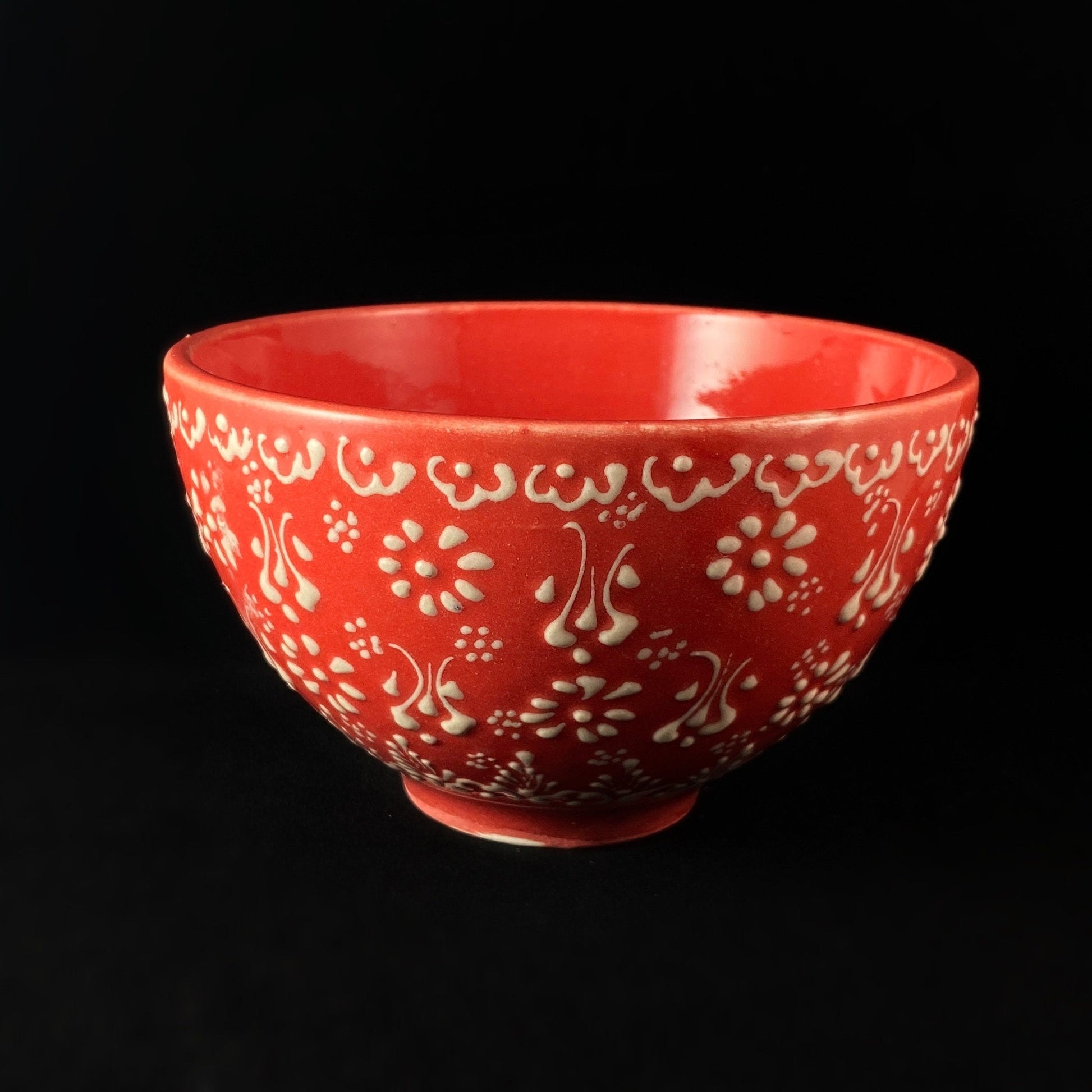 Handmade Footed Bowl, Functional and Decorative Turkish Pottery, Cottagecore Style, Red