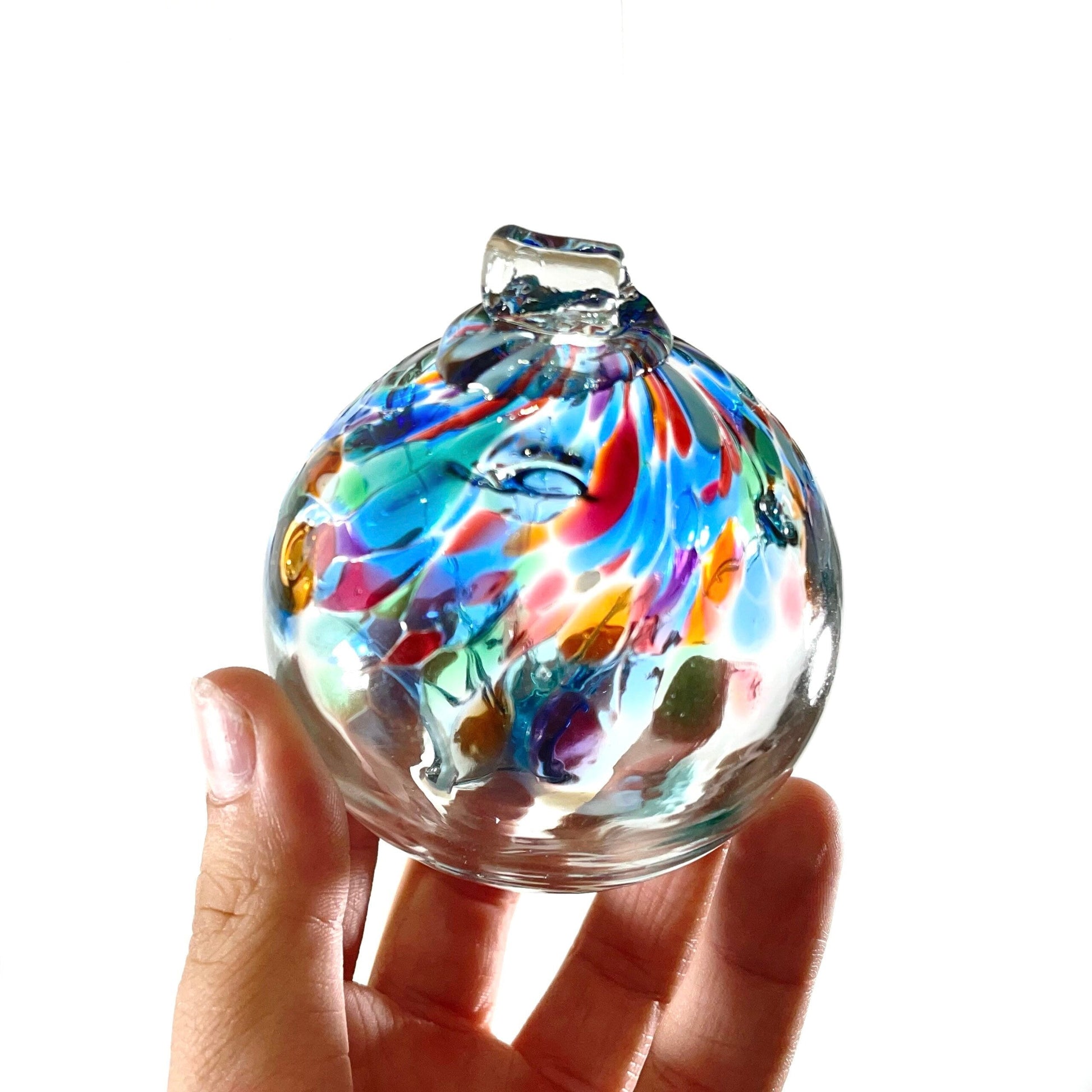 Handmade Glass Art 2” Globe Ornament - Tree of Caring