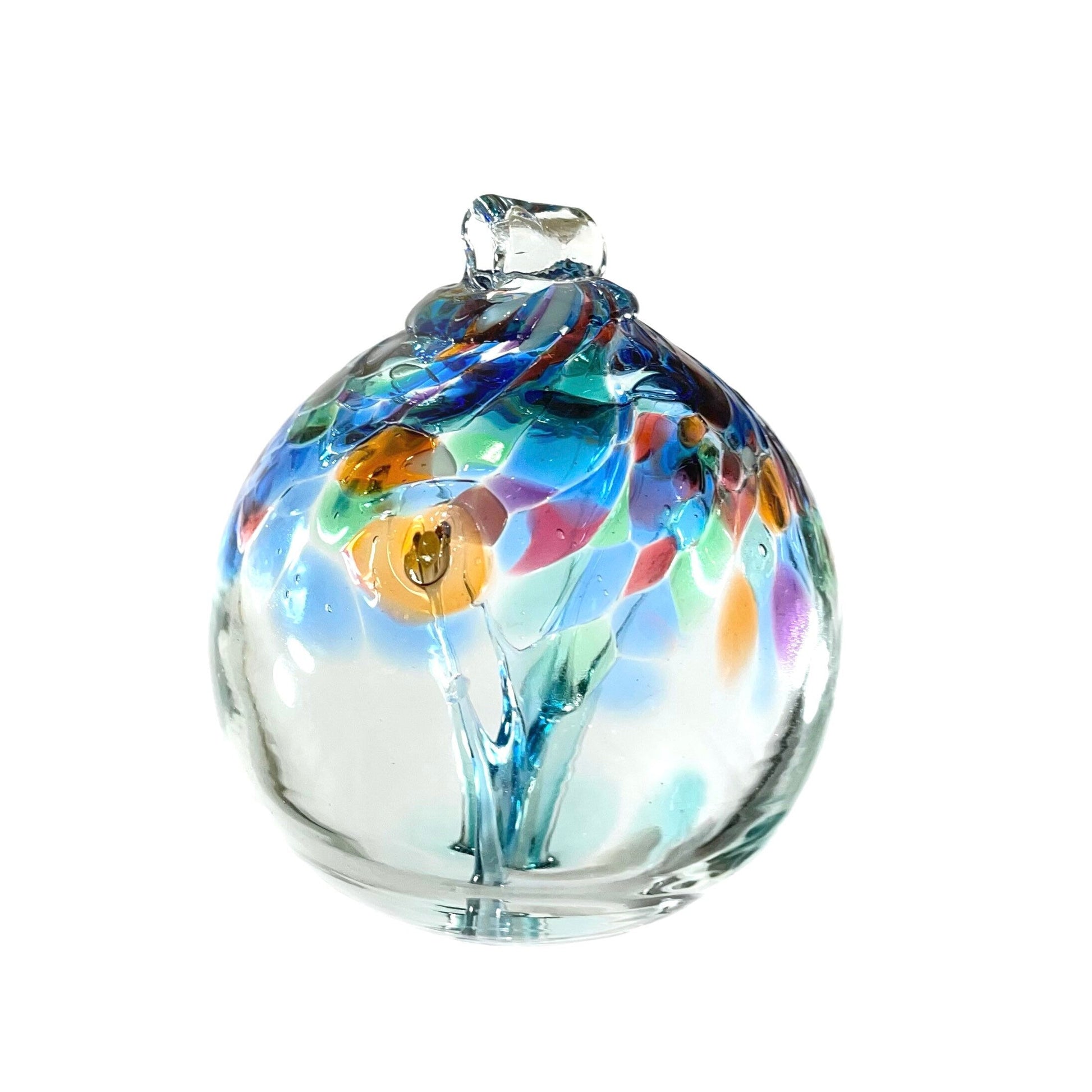 Handmade Glass Art 2” Globe Ornament - Tree of Caring