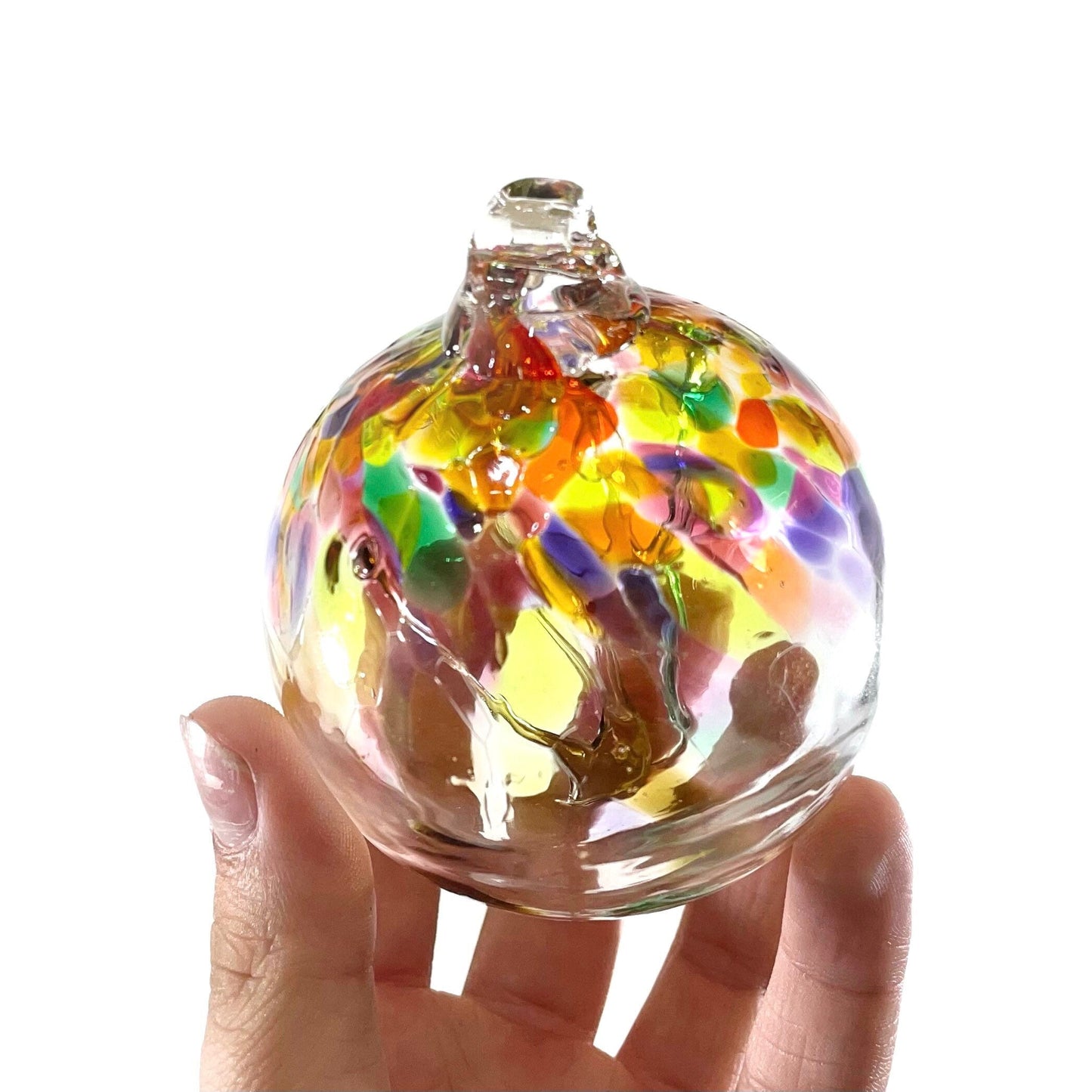 Handmade Glass Art 2” Globe Ornament - Tree of Celebration
