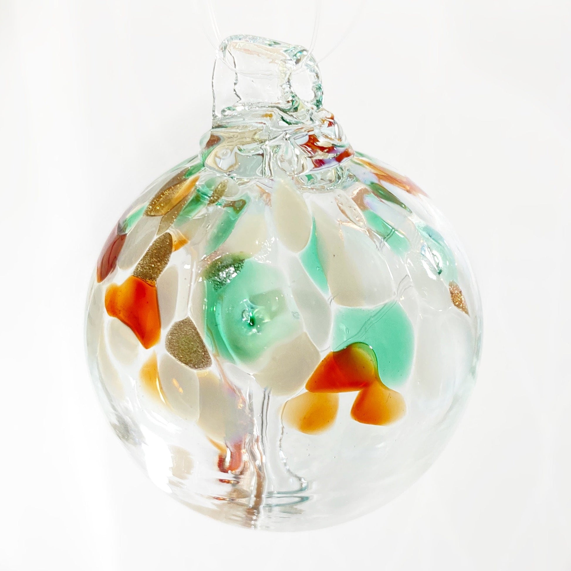Handmade Glass Art 2” Globe Ornament - Tree of Christmas