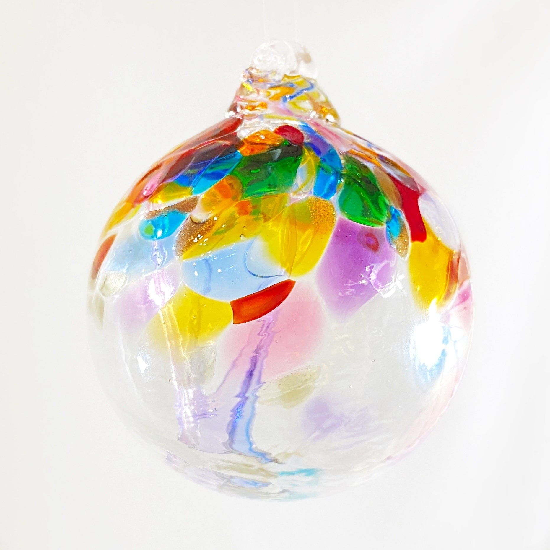Handmade Glass Art 2” Globe Ornament - Tree of Joy