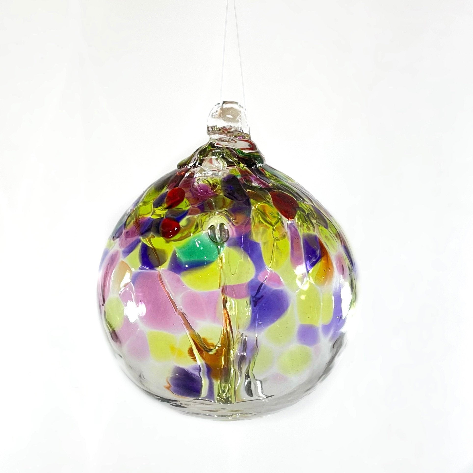 Handmade Glass Art 2” Globe Ornament - Tree of Life