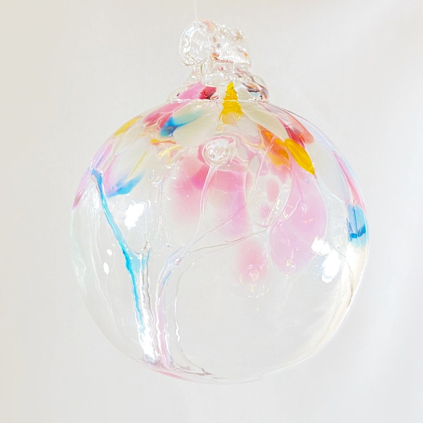 Handmade Glass Art 2” Globe Ornament - Tree of Memories