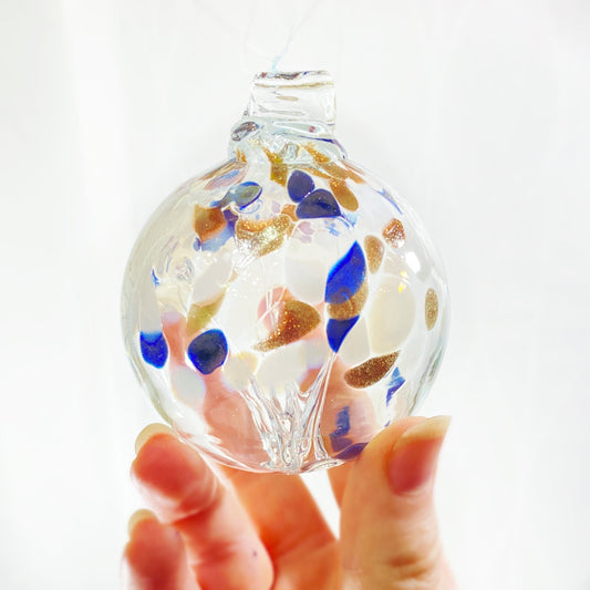 Handmade Glass Art 2” Globe Ornament - Tree of Peace