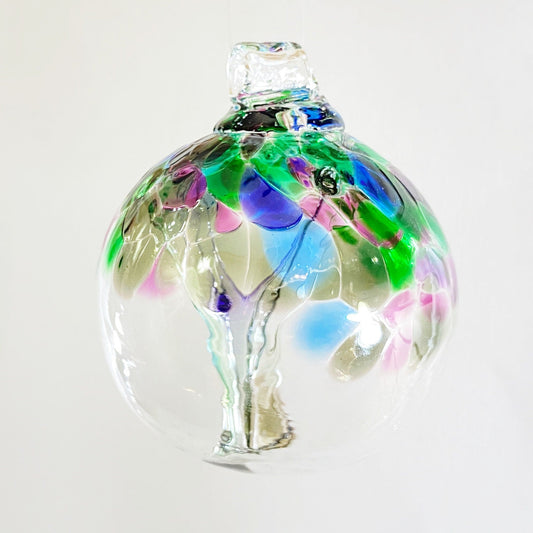 Handmade Glass Art 2” Globe Ornament - Tree of Strength