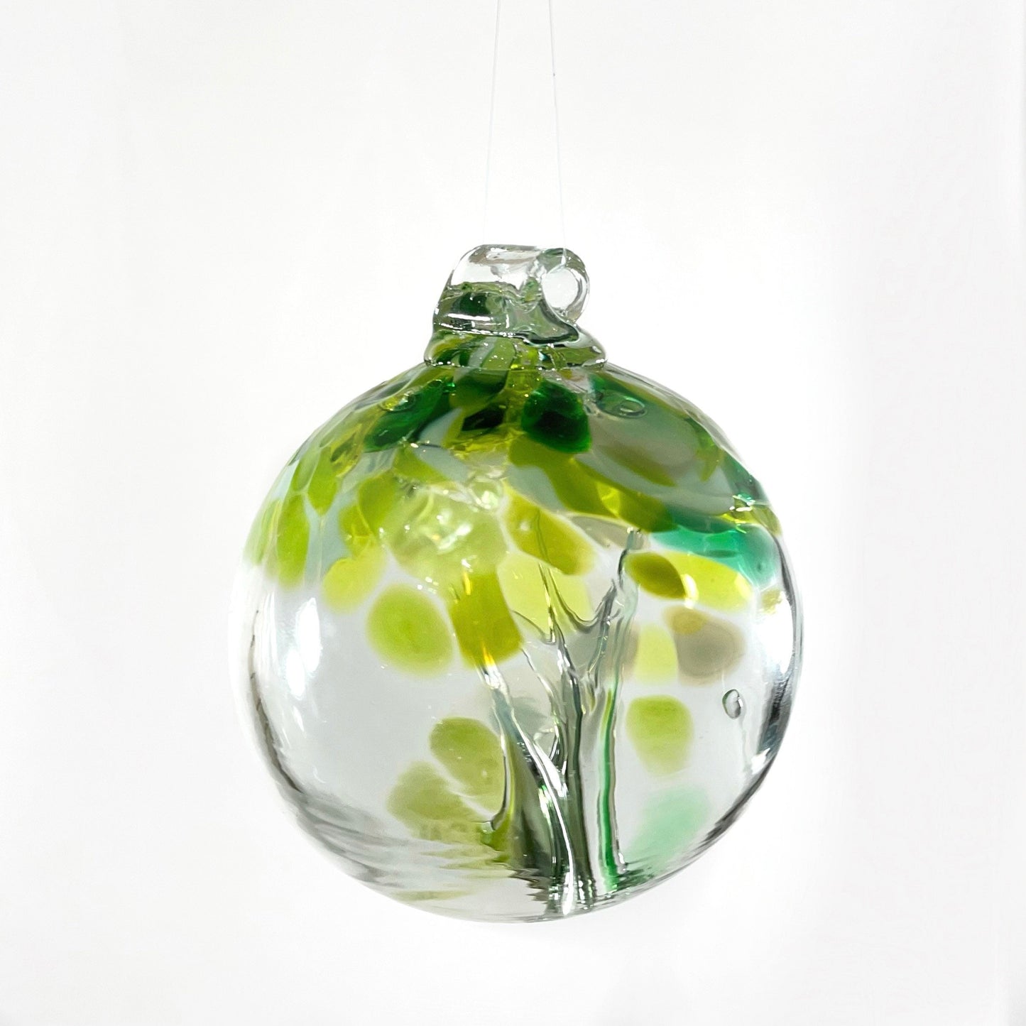Handmade Glass Art 2” Globe Ornament - Tree of Wellbeing