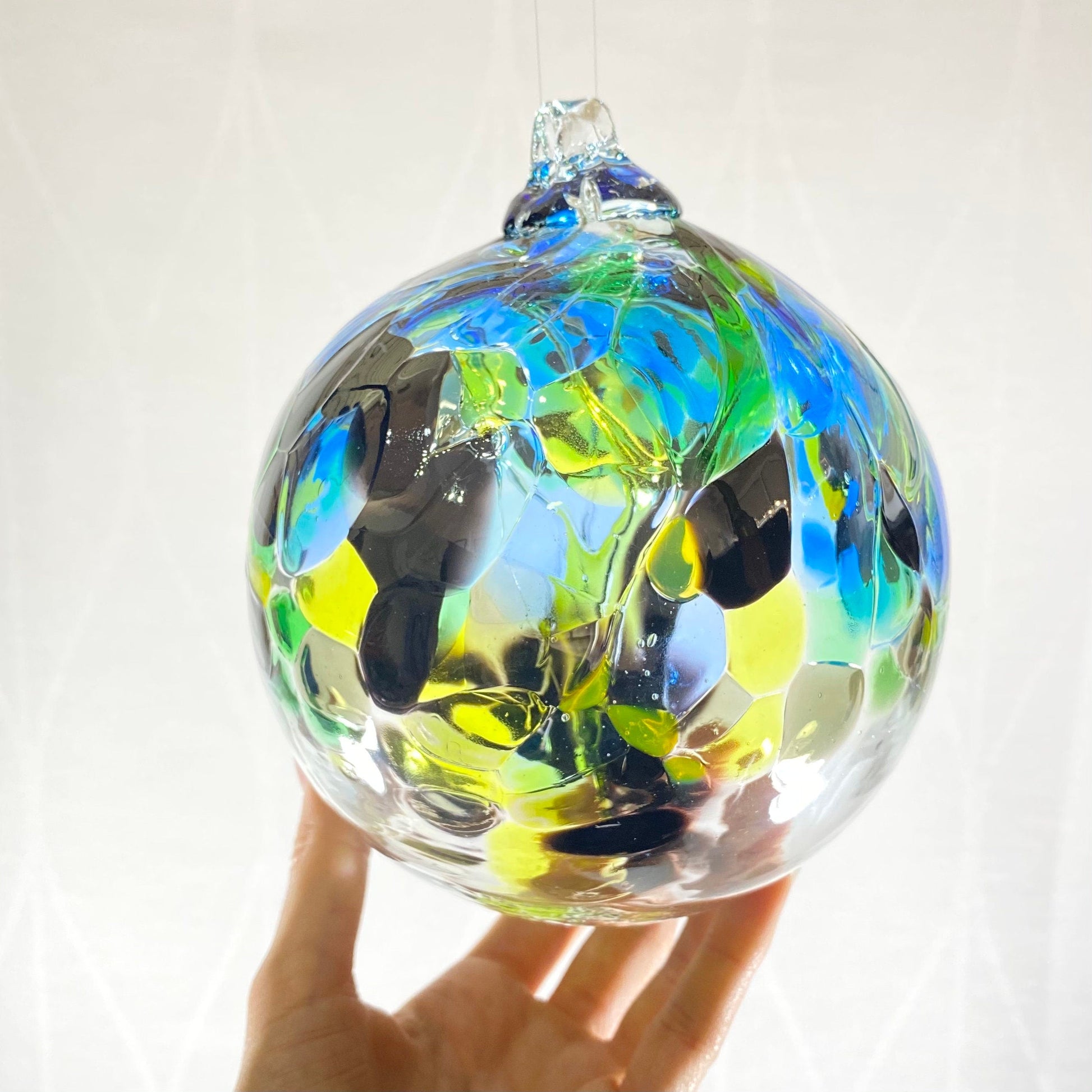 Handmade Glass Art 6” Globe Ornament - Tree of Brothers